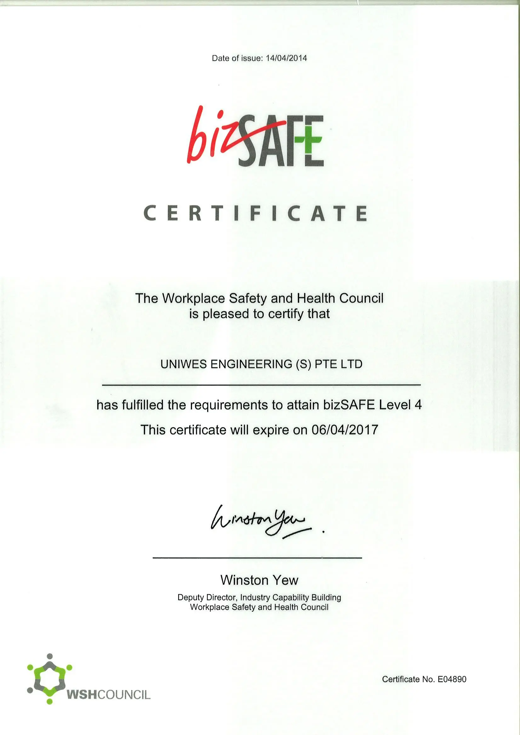 Bizsafe certification